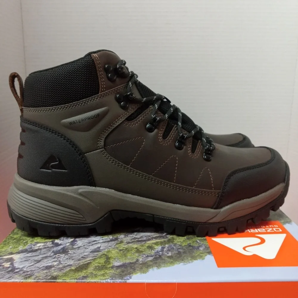 Ozark Trail OT Meadows 2.0 Men's Hiking Boots Size 12 Brown Waterproof‎ Leather